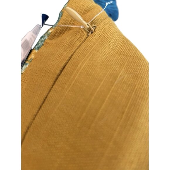 Woven Jute Turquoise Mustard Throw Pillow NWT Southern Living 22" Sq Tasseled - Picture 6 of 10